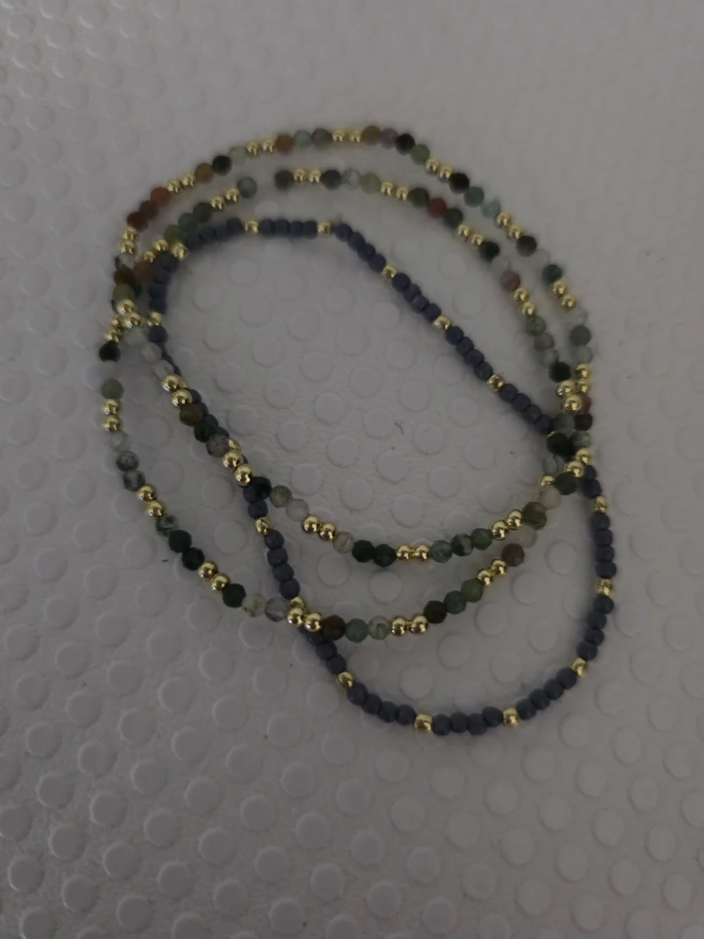 Delicate Multicolor Beaded Stretch Bracelet Set - Gold Accents